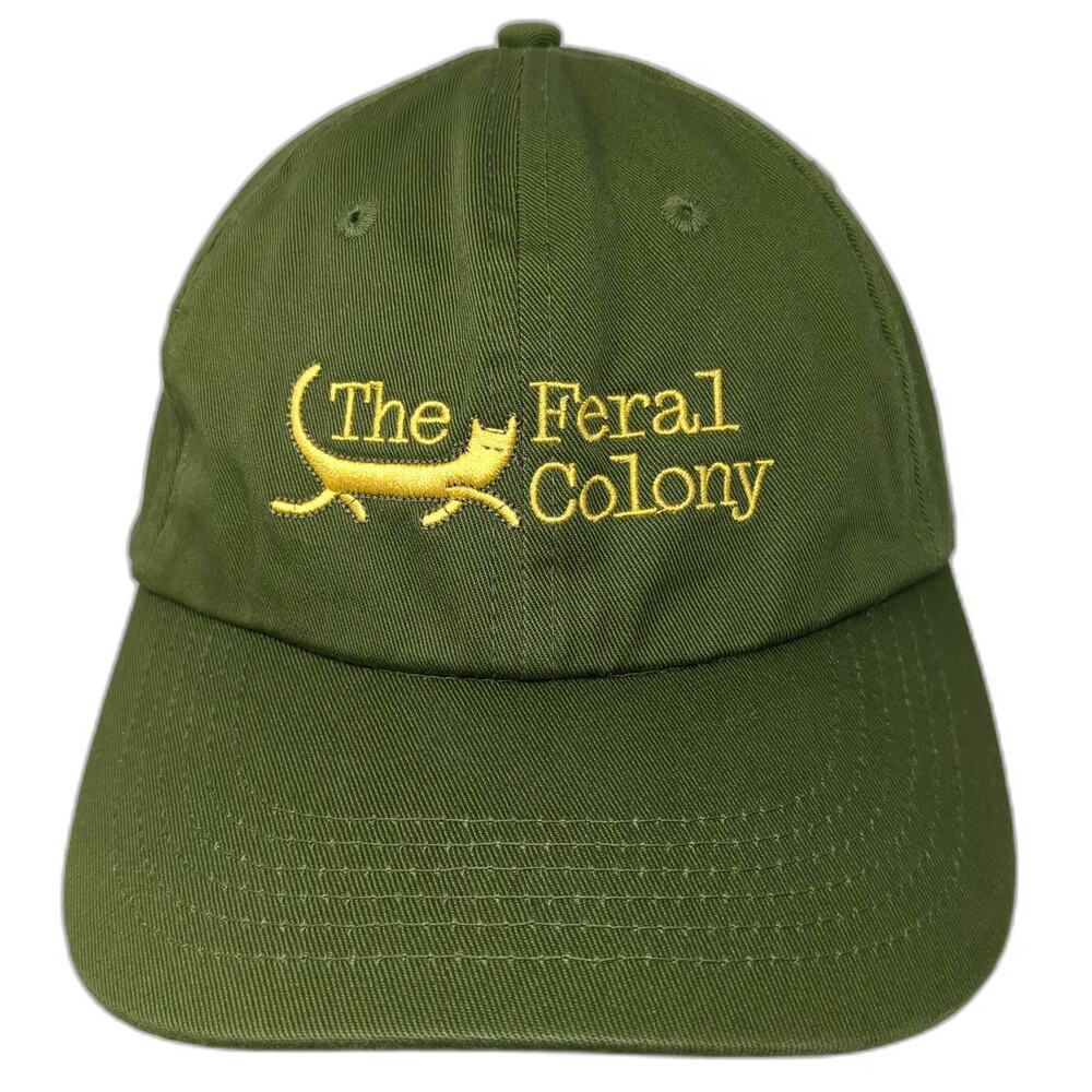 Smalls The Feral Colony Cat Baseball Cap Green One Size Hat Slideback Cotton